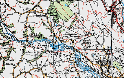 Old map of Standish Lower Ground in 1924