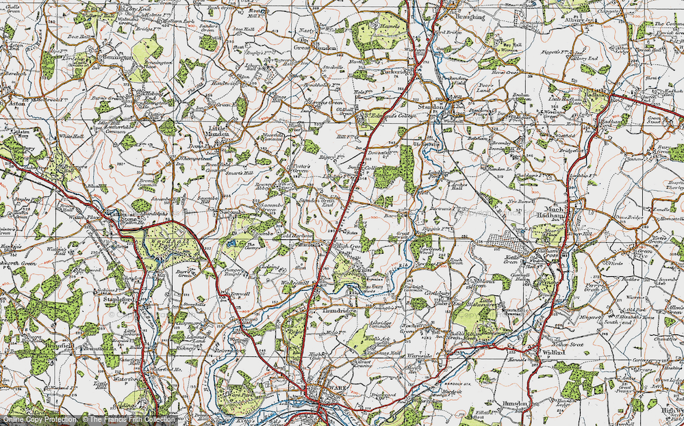 Old Map of Standon Green End, 1919 in 1919