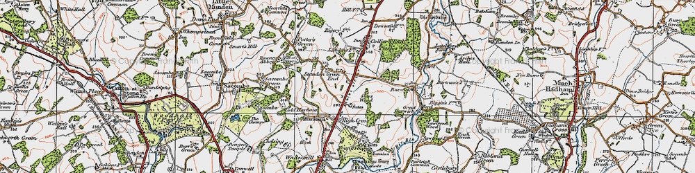 Old map of Standon Green End in 1919