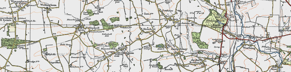 Old map of Stanfield in 1921