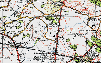Old map of Monks Horton Manor in 1920