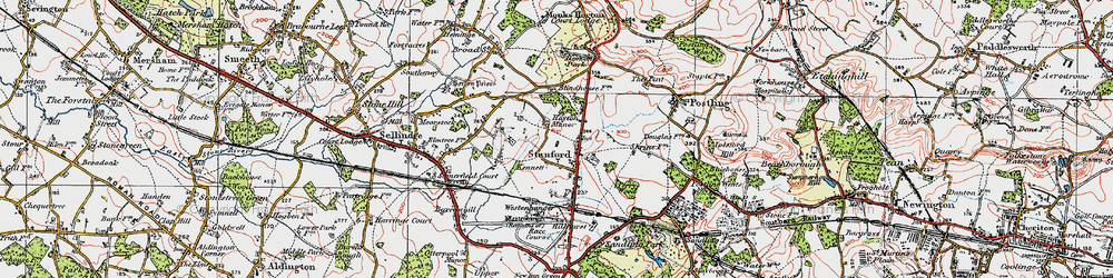 Old map of Monks Horton Manor in 1920