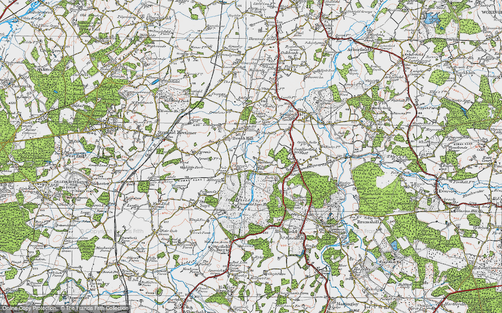 Old Map of Historic Map covering Stratfield Saye House in 1919
