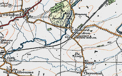 Old map of Stanford on Avon in 1920