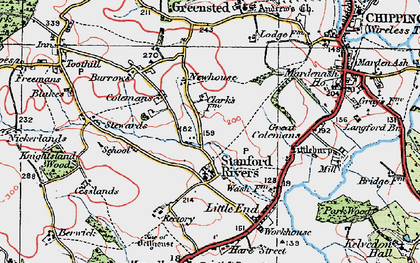 Old map of Stanford Rivers in 1920