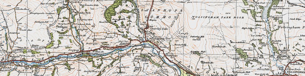 Old map of Stanhope in 1925