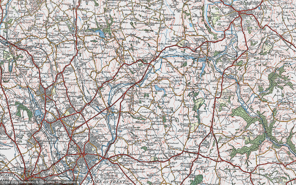 Old Map of Stanley Moor, 1921 in 1921