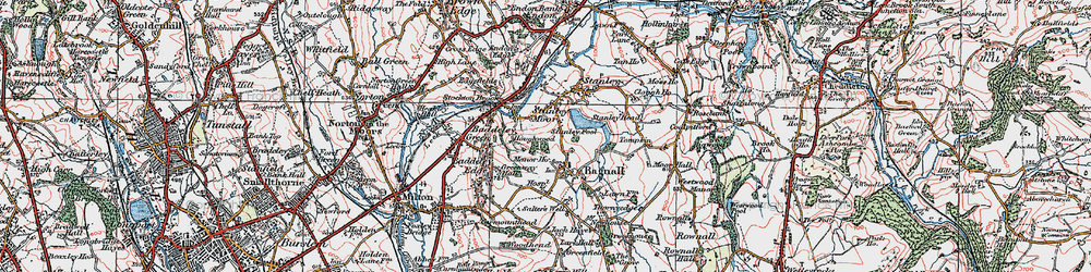 Old map of Stanley Moor in 1921