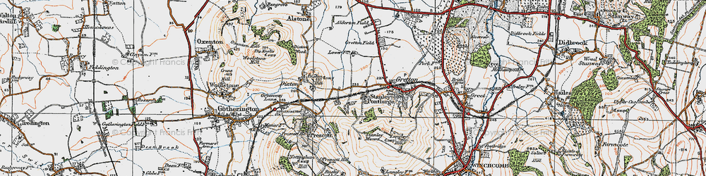 Old map of Stanley Pontlarge in 1919