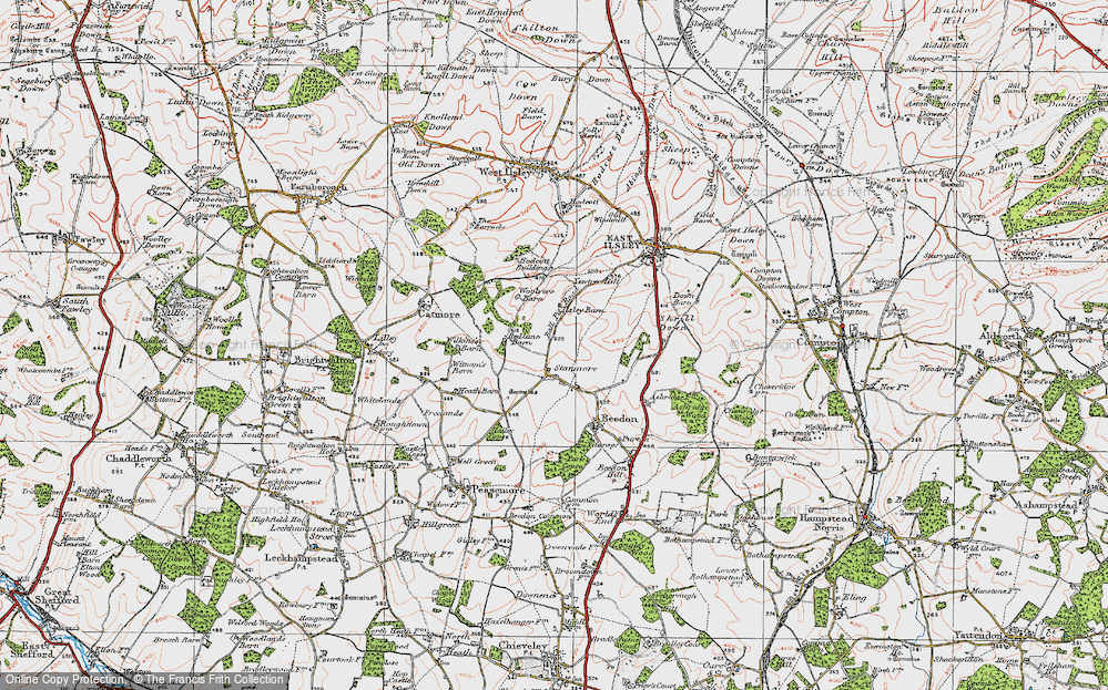 Old Map of Historic Map covering Berkshire Downs in 1919