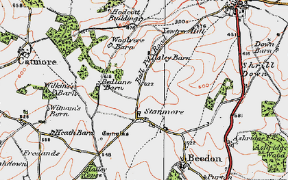 Old map of Berkshire Downs in 1919