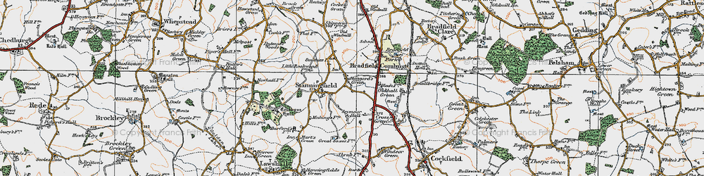 Old map of Stanningfield in 1921