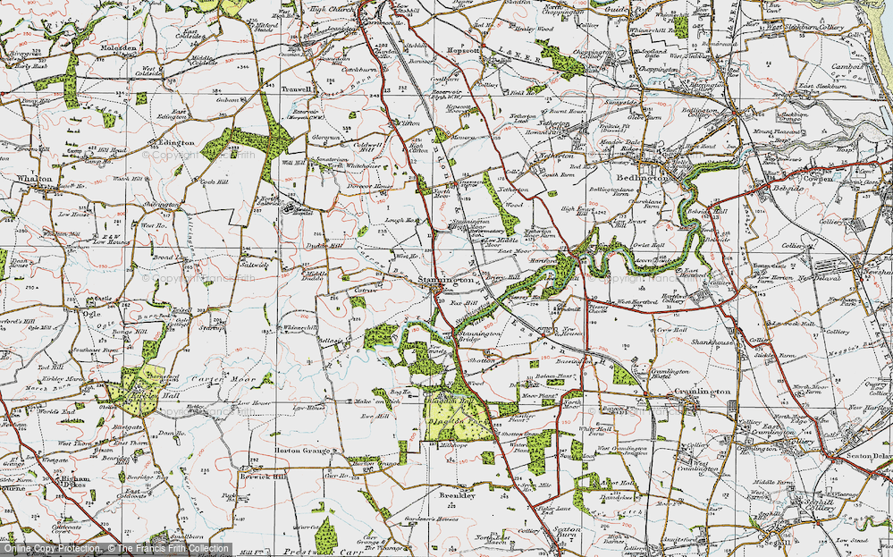 Old Map of Historic Map covering Briery Hill in 1925