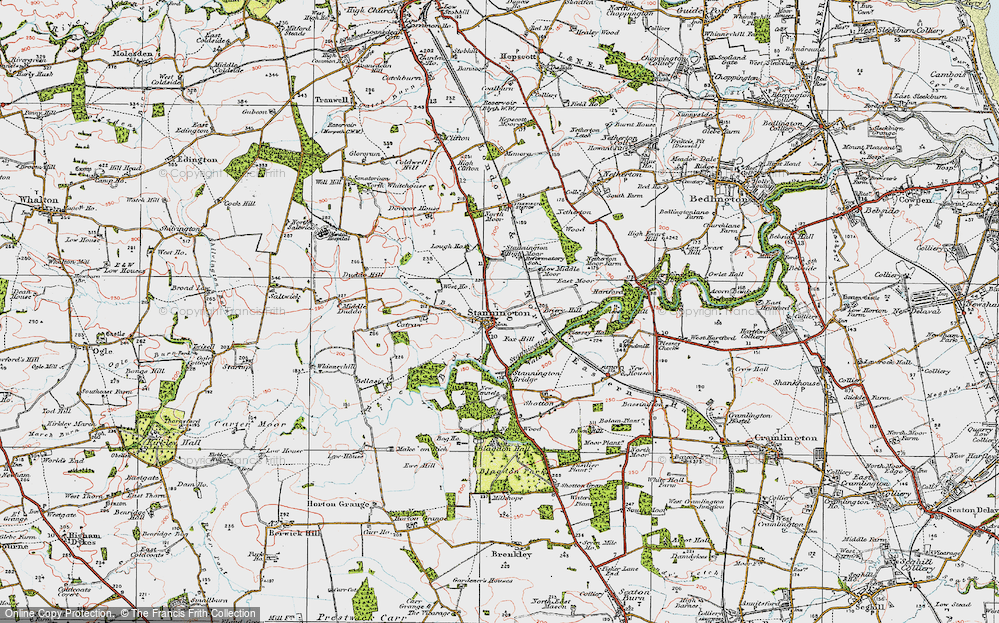 Old Map of Stannington, 1925 in 1925