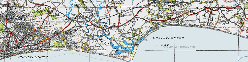 Old map of Hengistbury Head in 1919