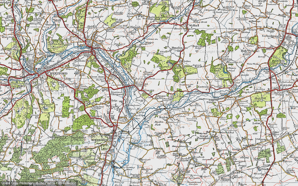 Old Map of Stanstead Abbotts, 1919 in 1919
