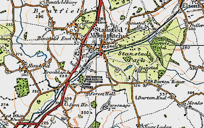 Old map of Stansted Mountfitchet in 1919