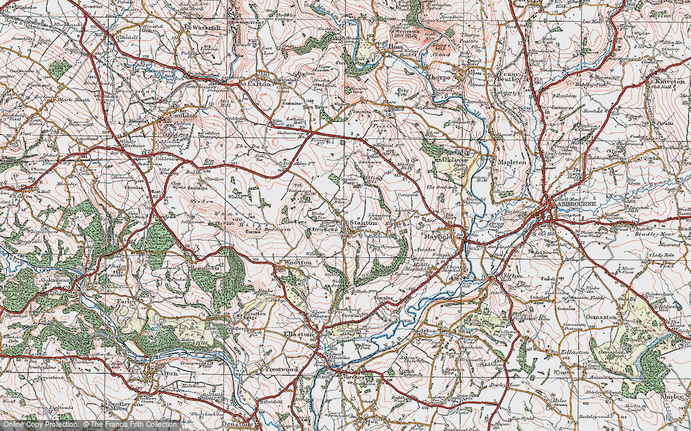 Old Map of Historic Map covering Blake Low in 1921