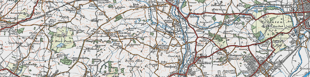 Old map of Stanton-by-Dale in 1921