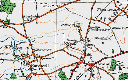 Old map of Stanton Chare in 1920