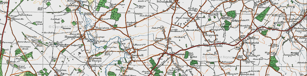 Old map of Stanton Chare in 1920