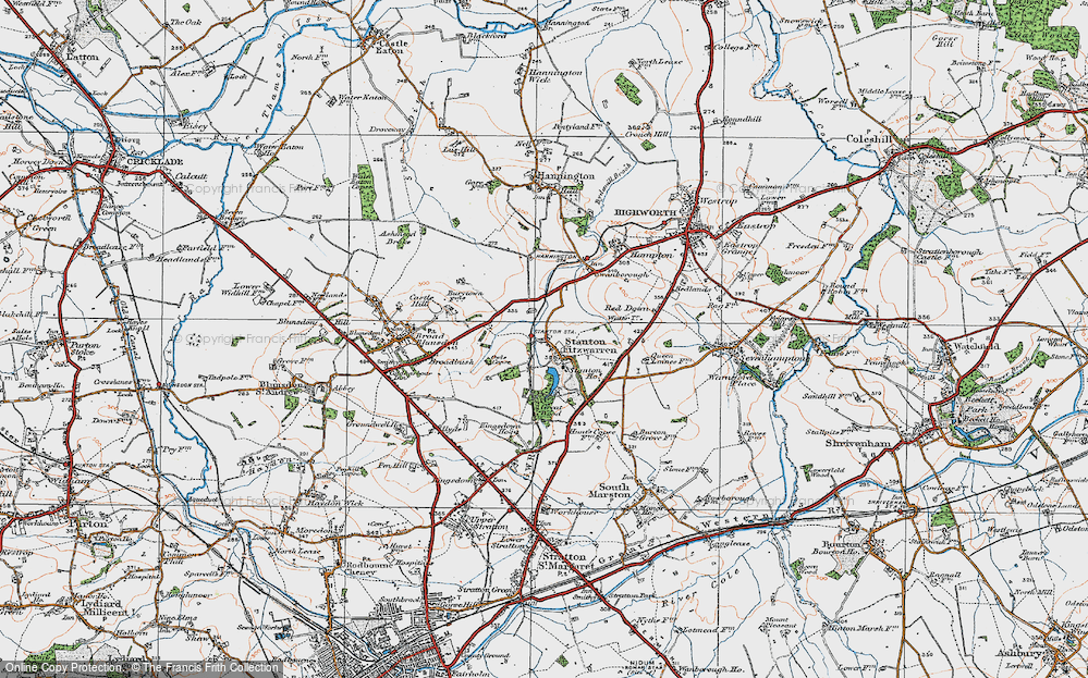 Old Map of Stanton Fitzwarren, 1919 in 1919