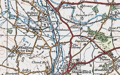 Old map of Stanton Gate in 1921