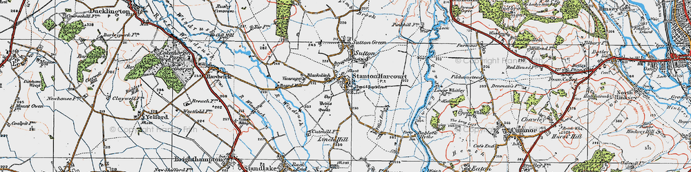 Old map of Stanton Harcourt in 1919