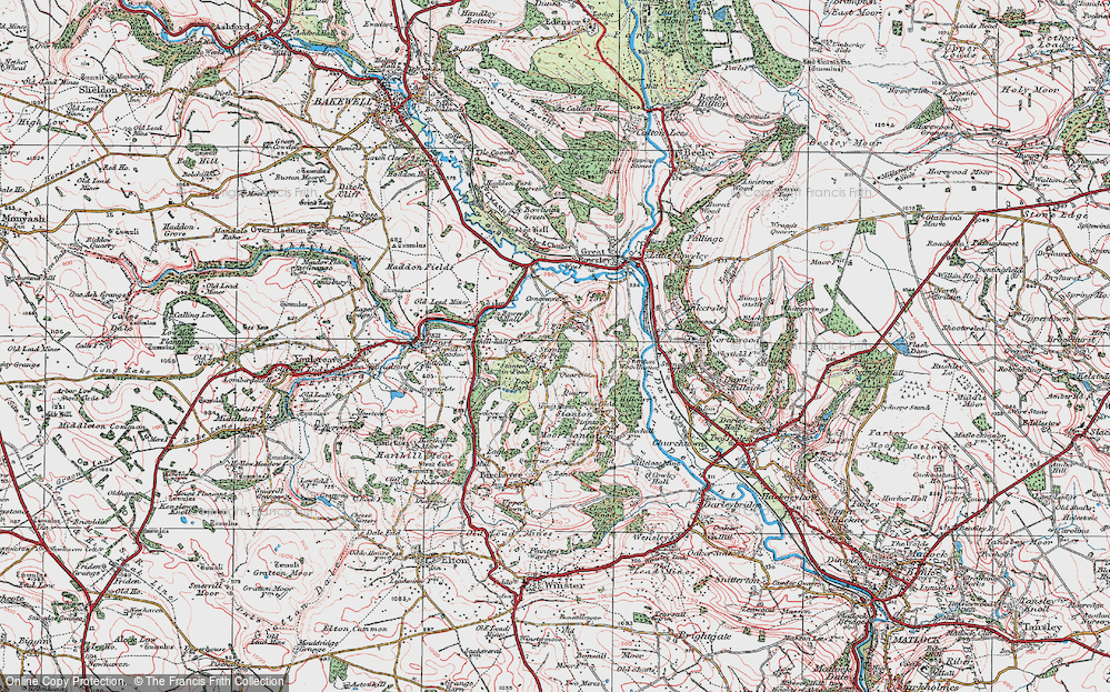 Old Map of Stanton in Peak, 1923 in 1923