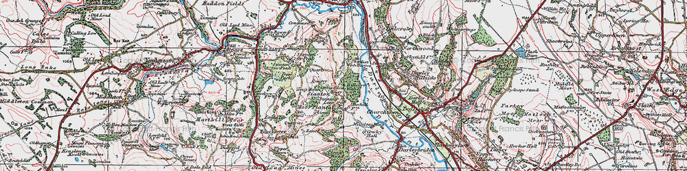Old map of Stanton Lees in 1923