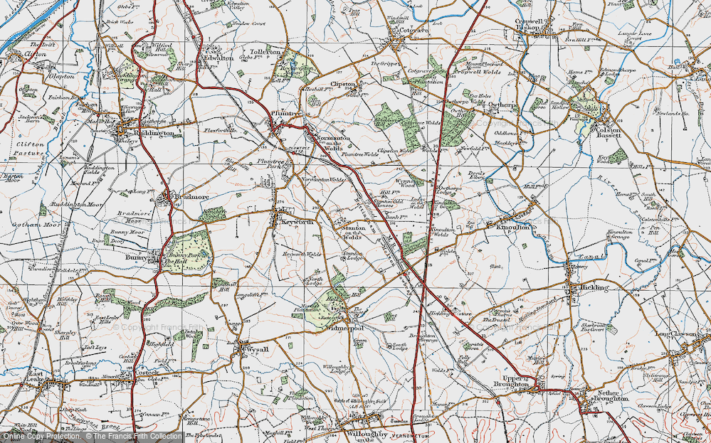 Old Map of Stanton-on-the-Wolds, 1921 in 1921