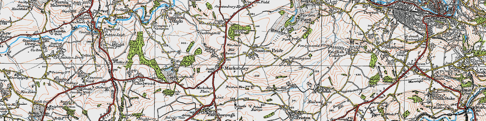 Old map of Stanton Prior in 1919