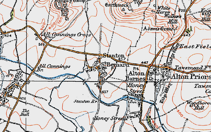 Old map of Stanton St Bernard in 1919