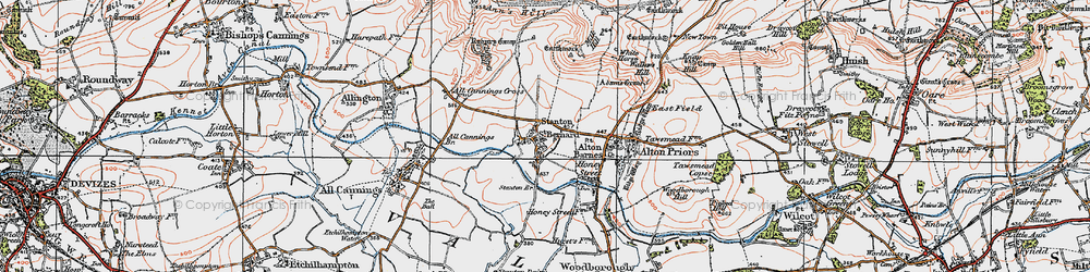 Old map of Stanton St Bernard in 1919