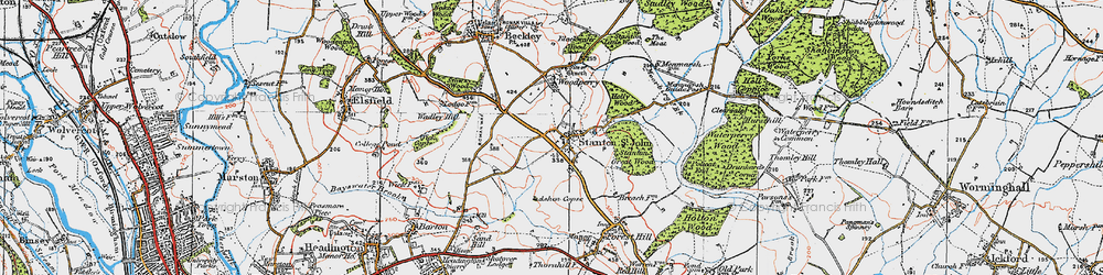 Old map of Stanton St John in 1919
