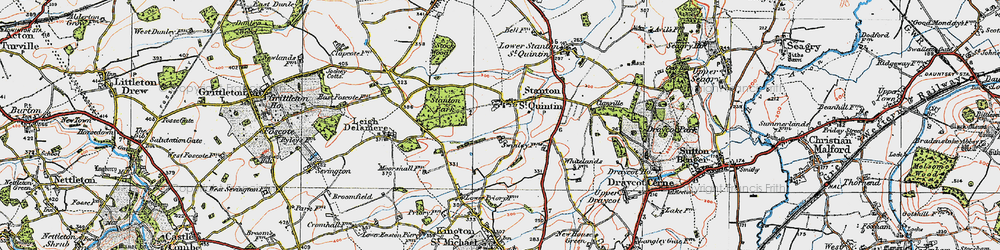 Old map of Stanton St Quintin in 1919