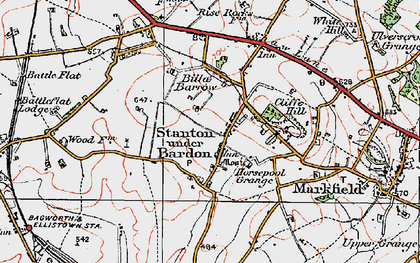 Old map of Stanton under Bardon in 1921