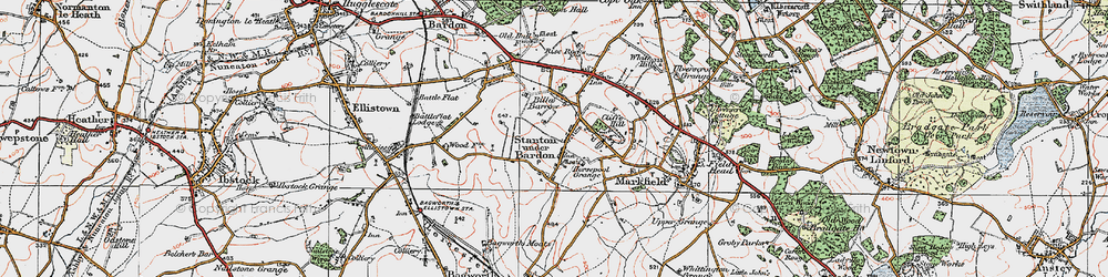 Old map of Stanton under Bardon in 1921