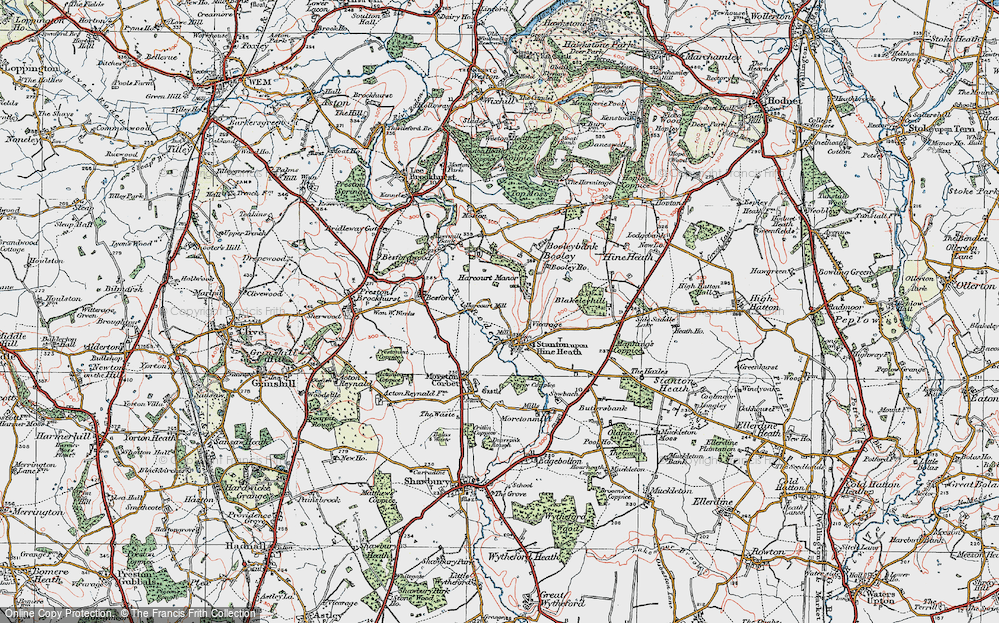 Old Map of Stanton upon Hine Heath, 1921 in 1921