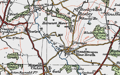 Old map of Stanton upon Hine Heath in 1921