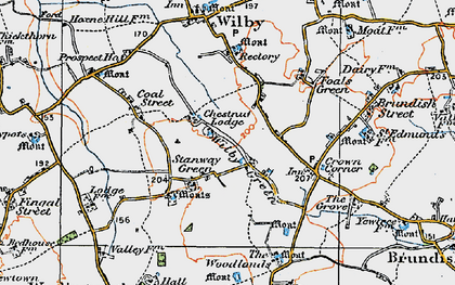 Old map of Wilby Green in 1921