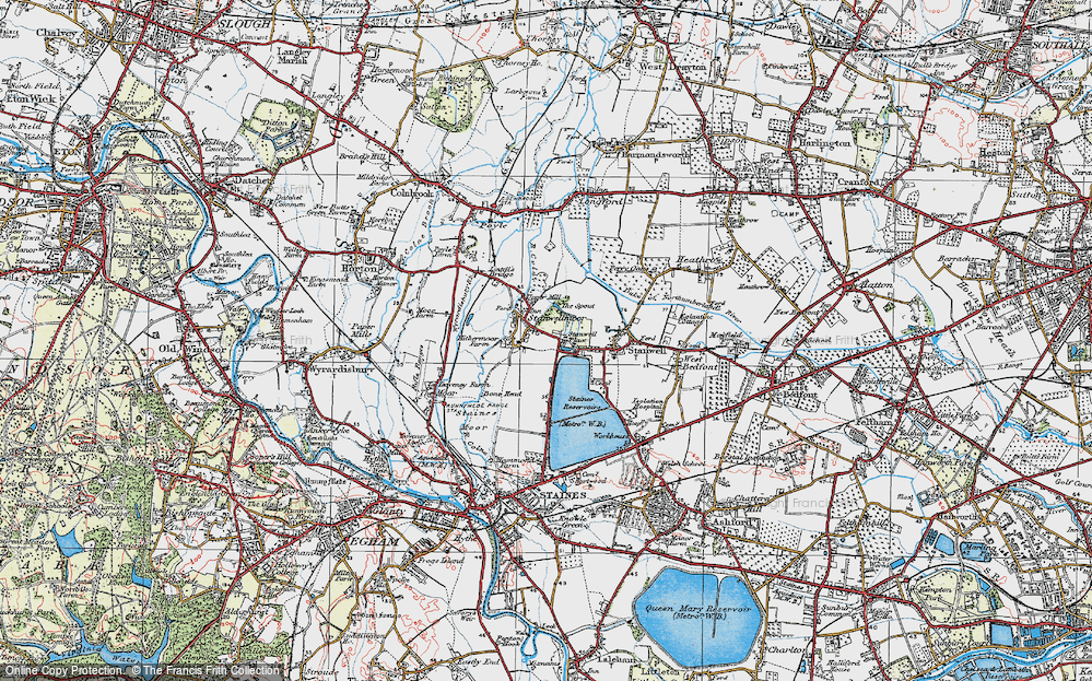 Old Map of Stanwell Moor, 1920 in 1920