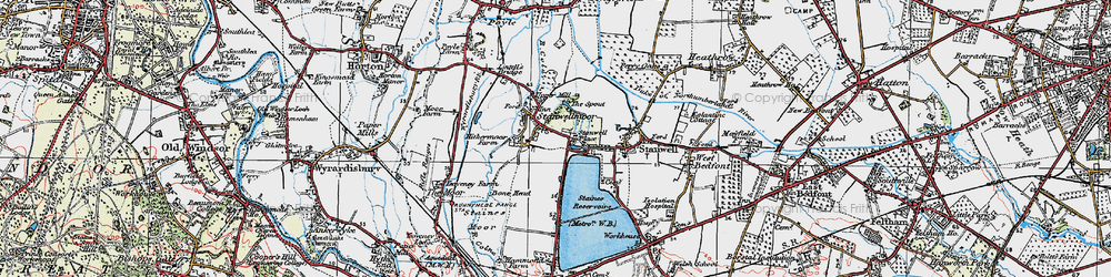 Old map of Stanwell Moor in 1920