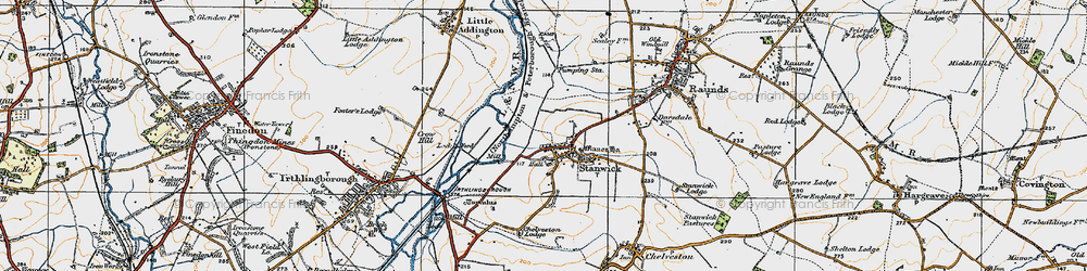 Old map of Stanwick in 1919