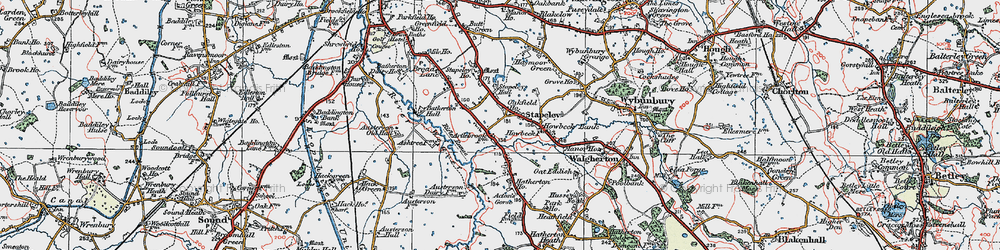 Old map of Stapeley in 1921