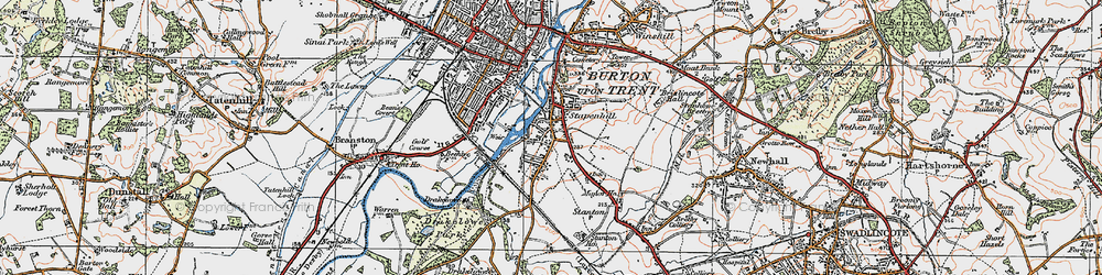 Old map of Stapenhill in 1921