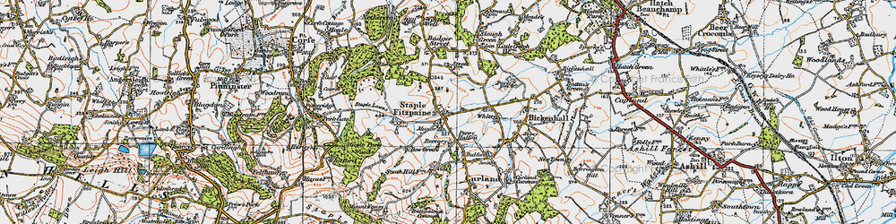 Old map of Staple Fitzpaine in 1919