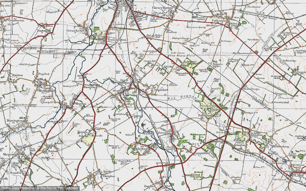 Old Map of Historic Map covering River Granta in 1920