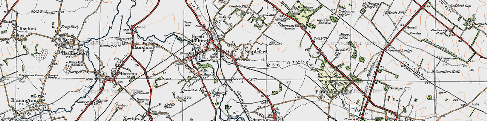 Old map of River Granta in 1920
