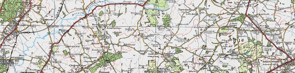 Old map of Stapleford Abbotts in 1920
